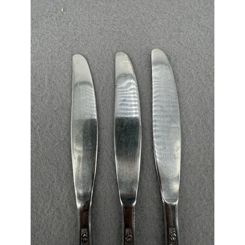 Mid Century Modern Rogers La Spana Set 4 Dinner Knifes Stainless Korea Vintage